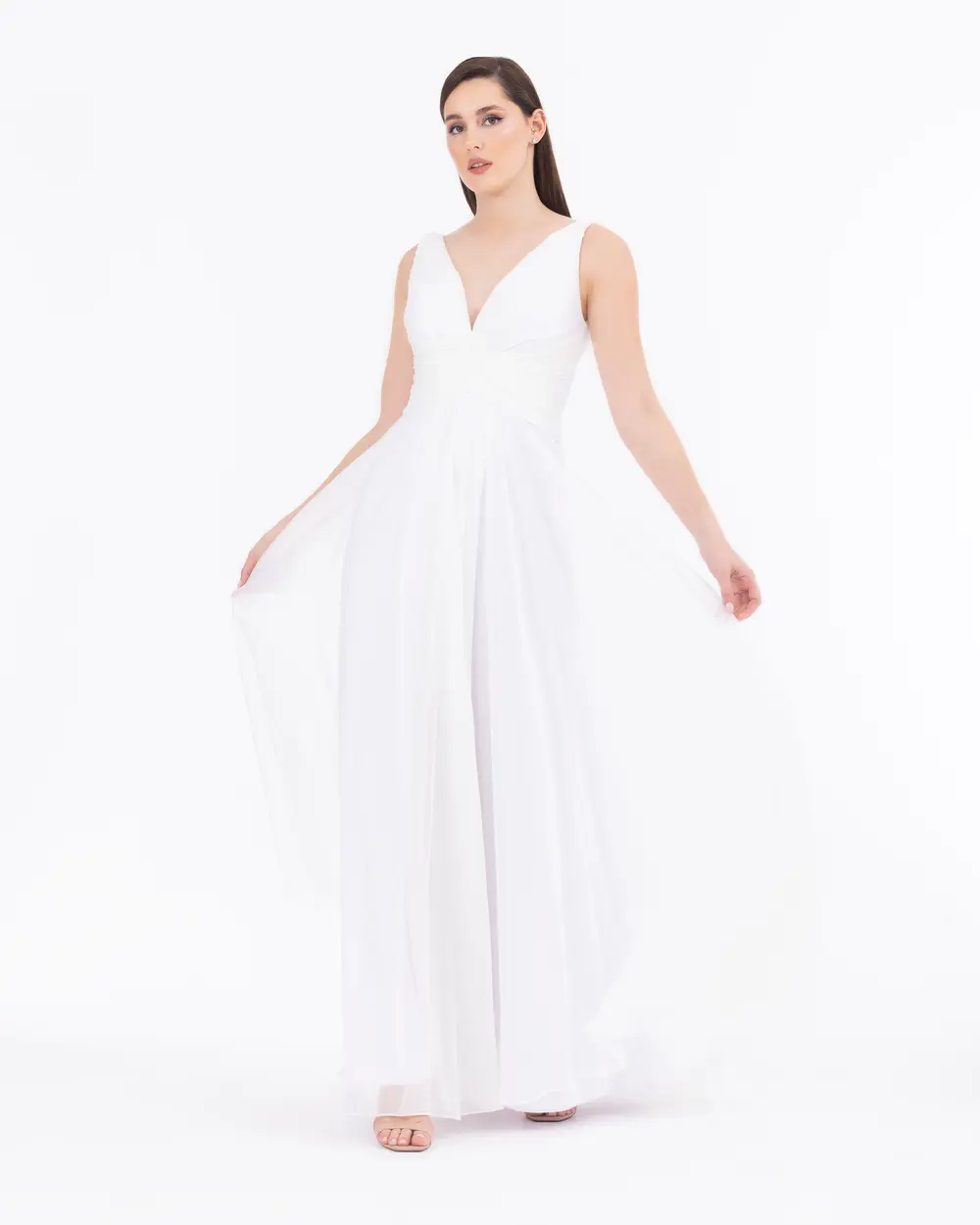Slit Maxi Length V-Neck Evening Dress