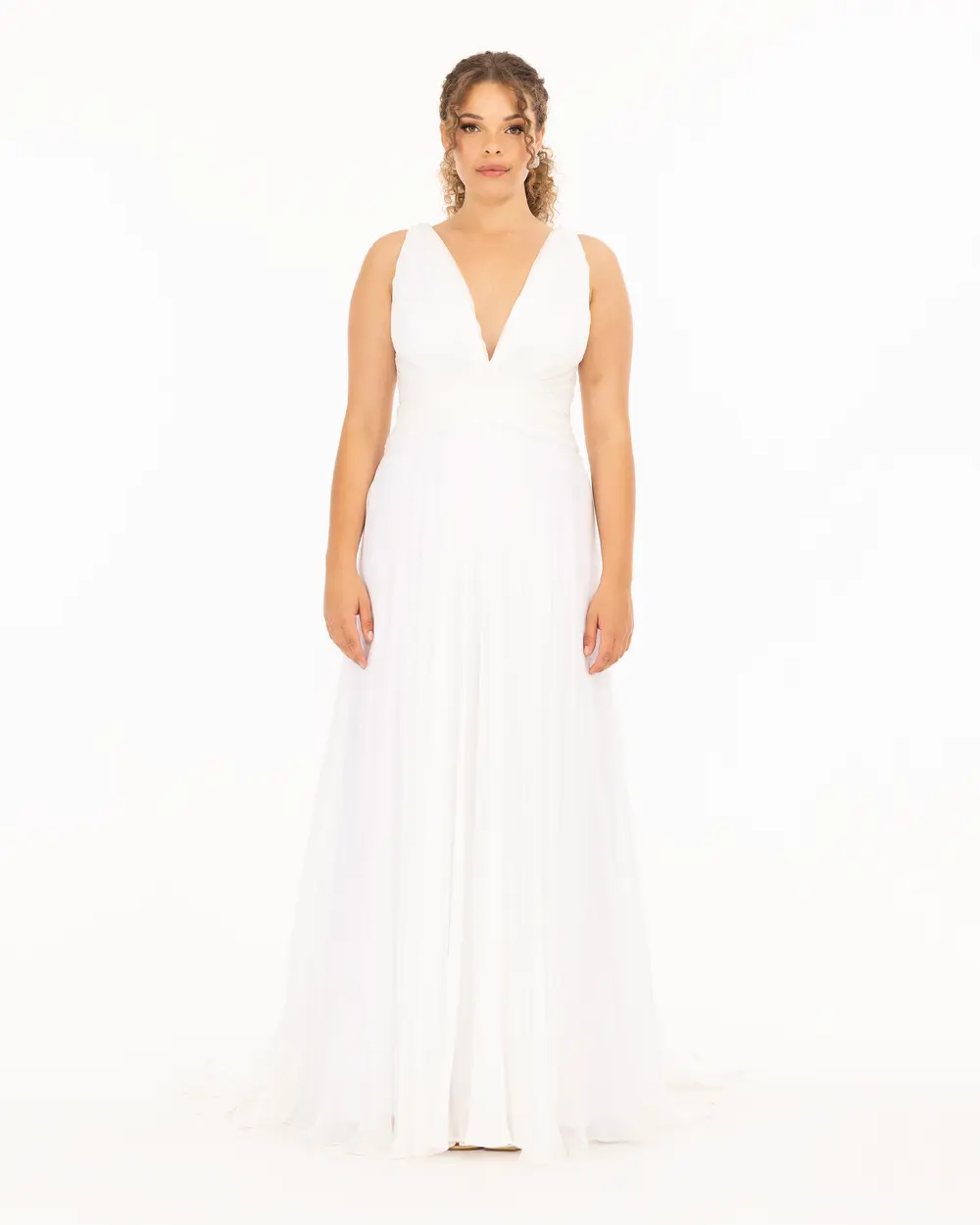 Slit Maxi Length V-Neck Evening Dress