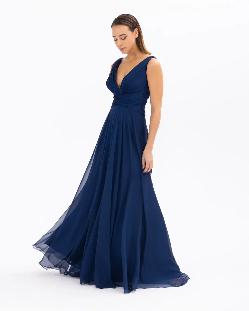 Yırtmaçlı Maxi Boy V Yaka Abiye