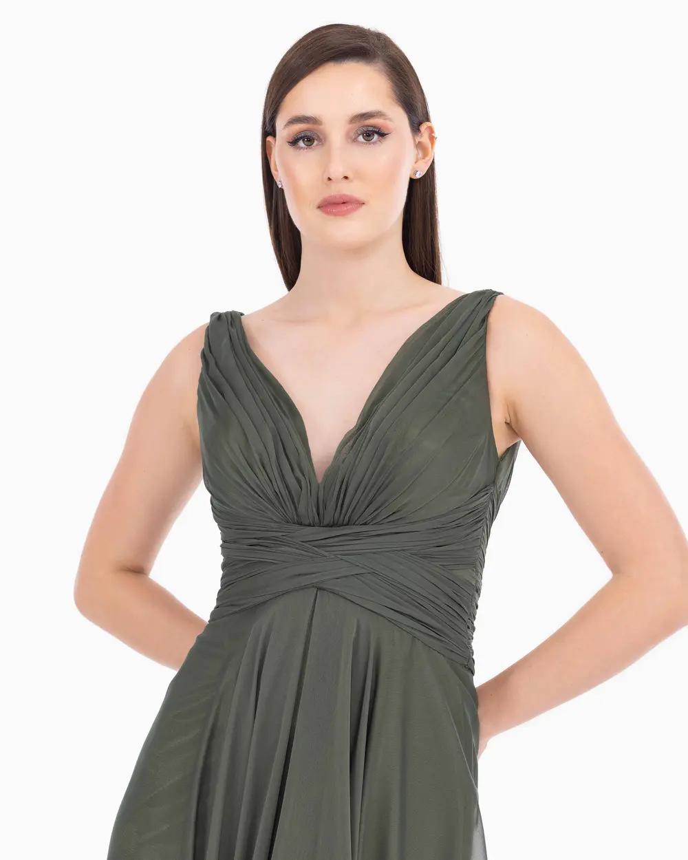 Yırtmaçlı Maxi Boy V Yaka Abiye