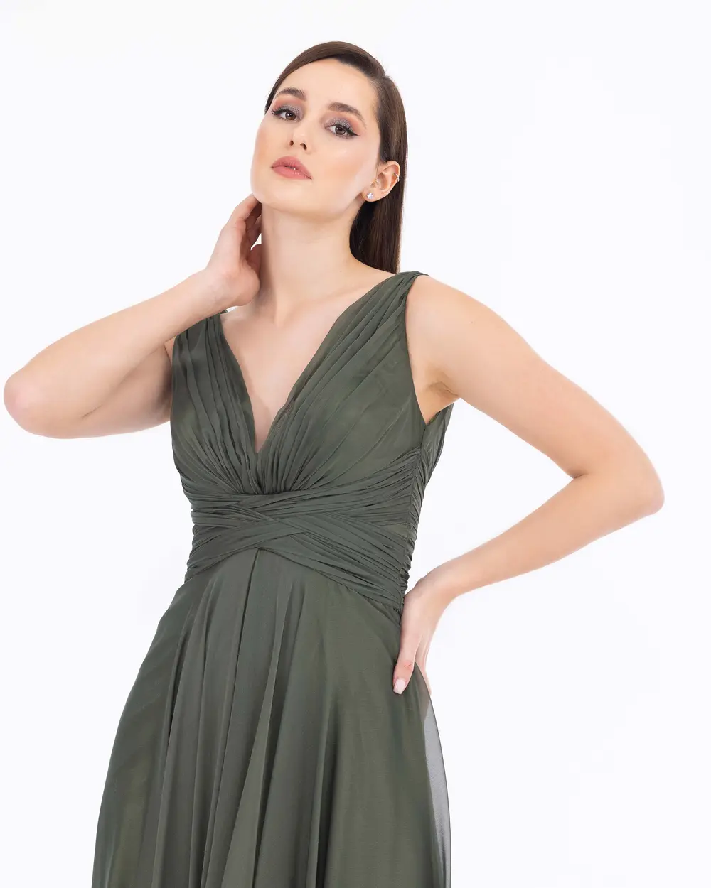 Yırtmaçlı Maxi Boy V Yaka Abiye