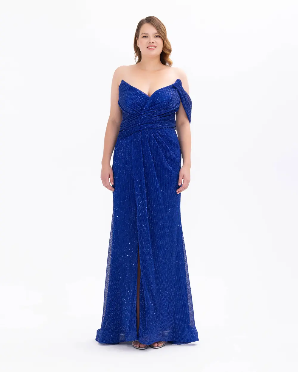 Büzgülü Kırlangıç Yakalı Pul Detaylı  Abiye