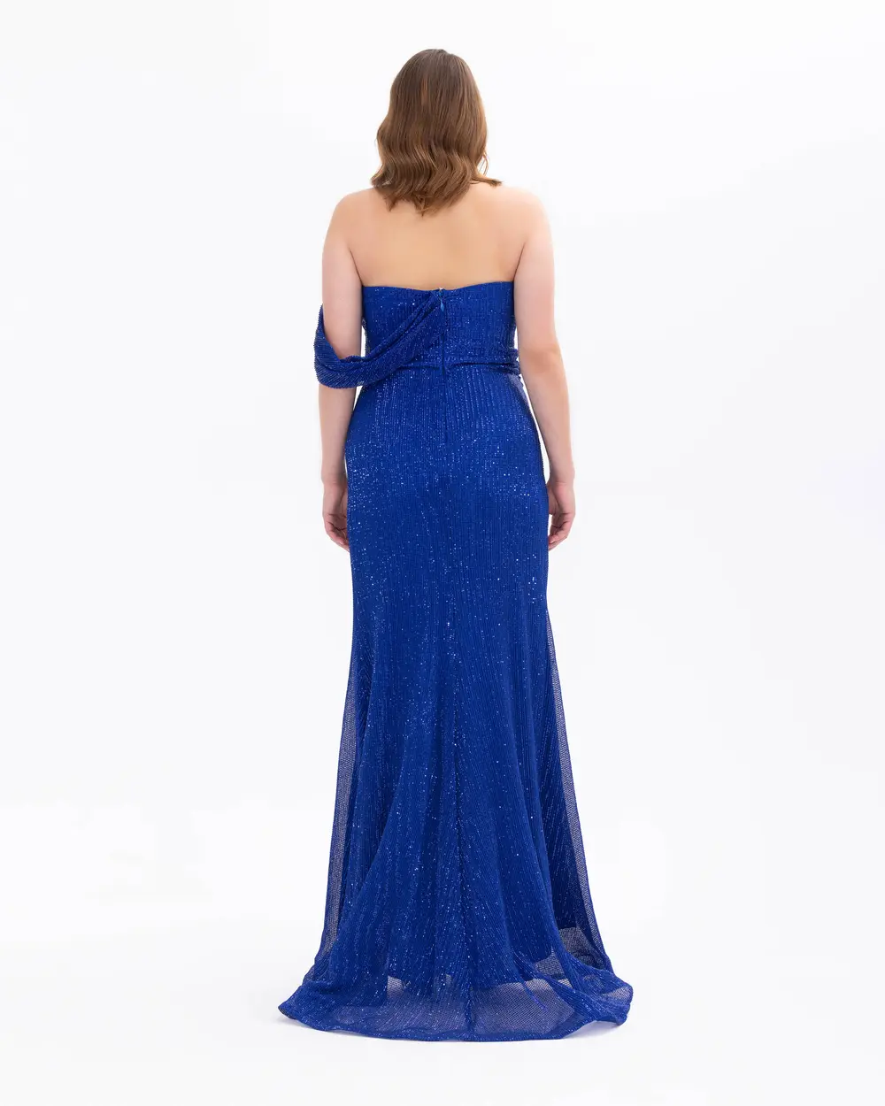 Büzgülü Kırlangıç Yakalı Pul Detaylı  Abiye