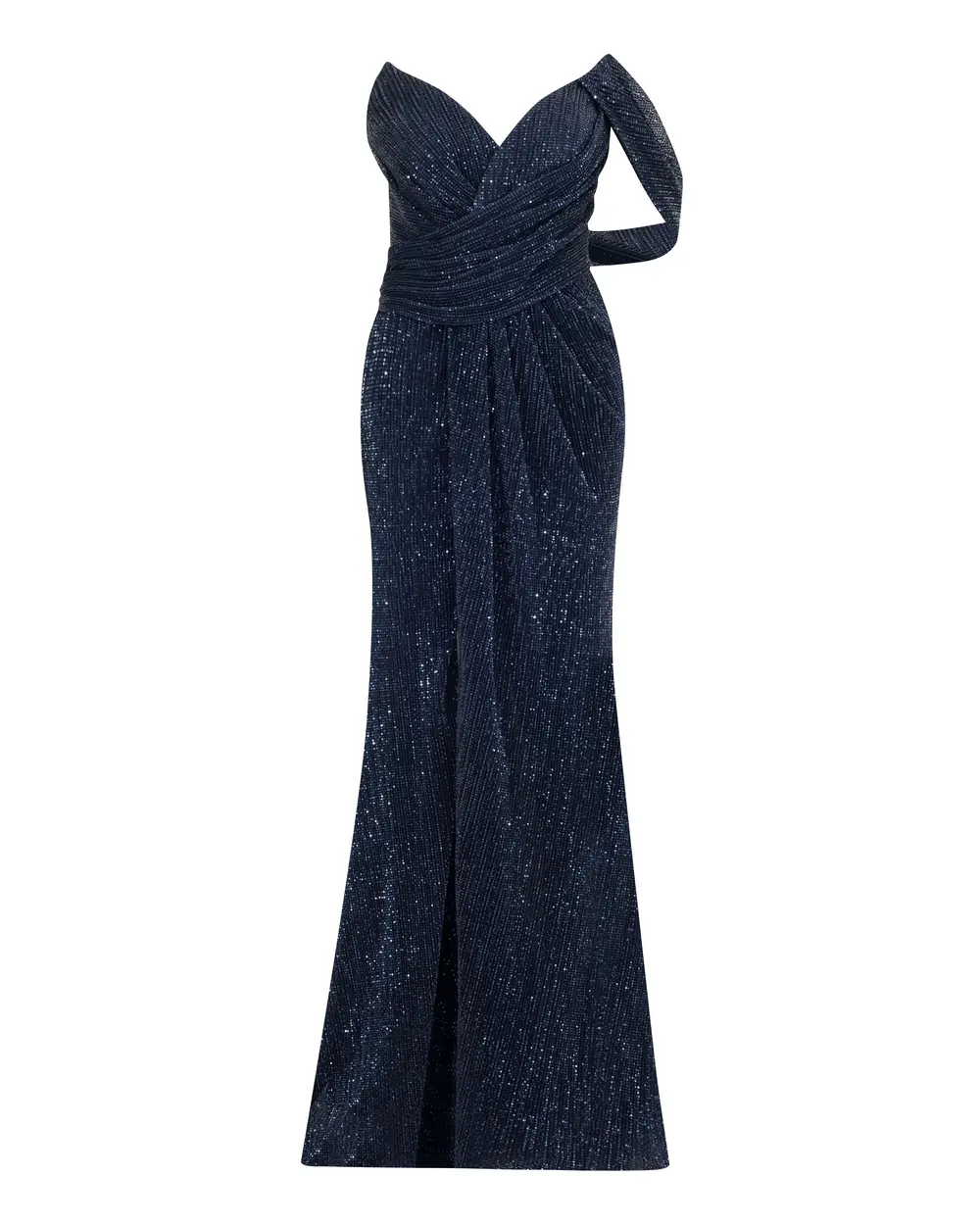 Büzgülü Kırlangıç Yakalı Pul Detaylı  Abiye