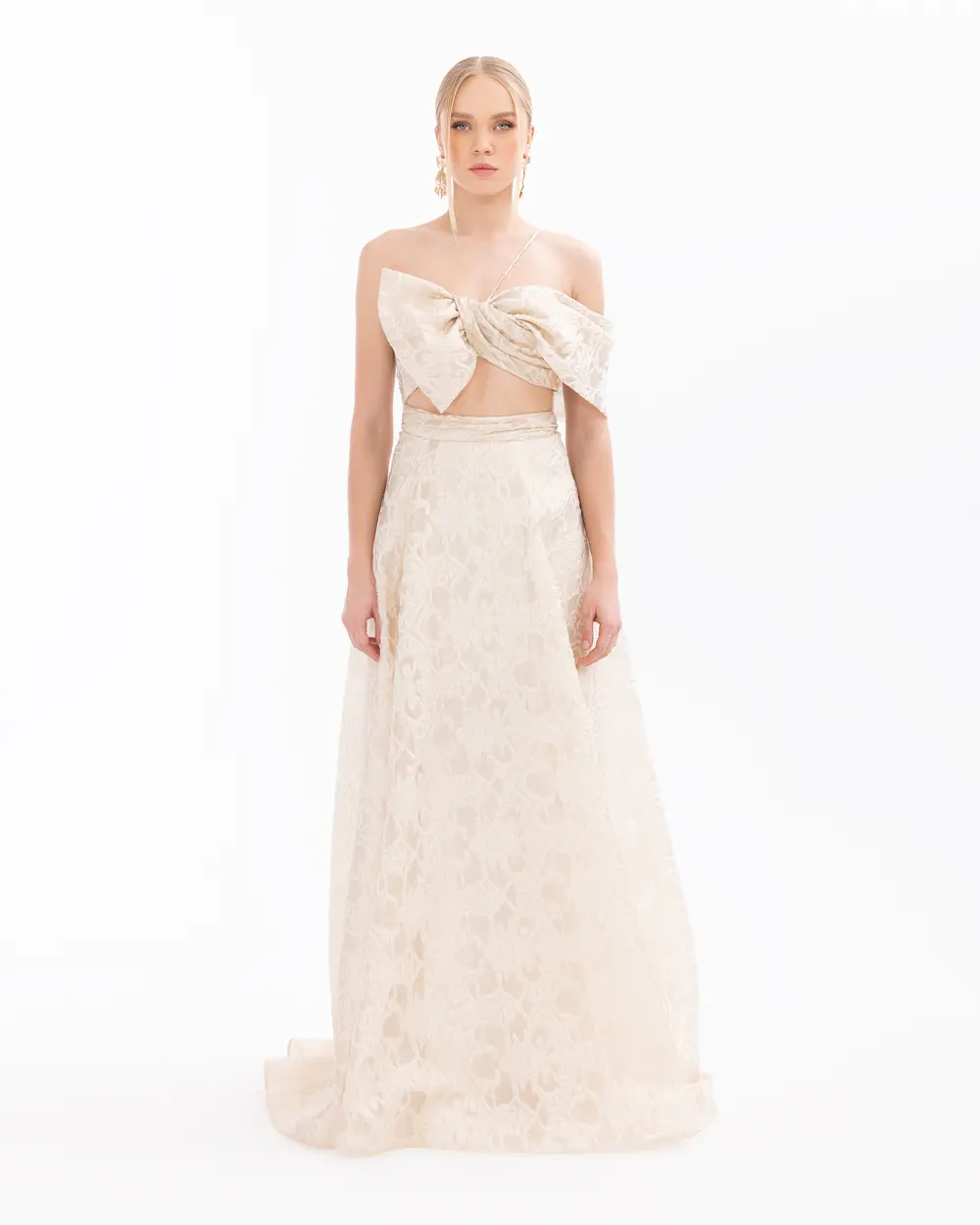 Strapless Jacquard Evening Dress