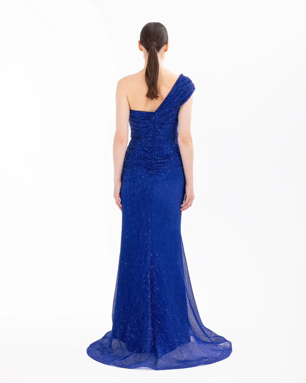 Swallow Neck Sequined Fish Form Evening Dress