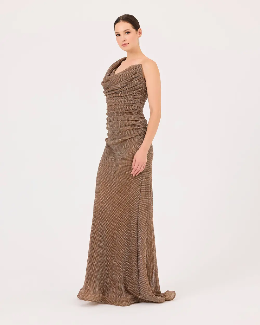 Swallow Neck Sequined Fish Form Evening Dress