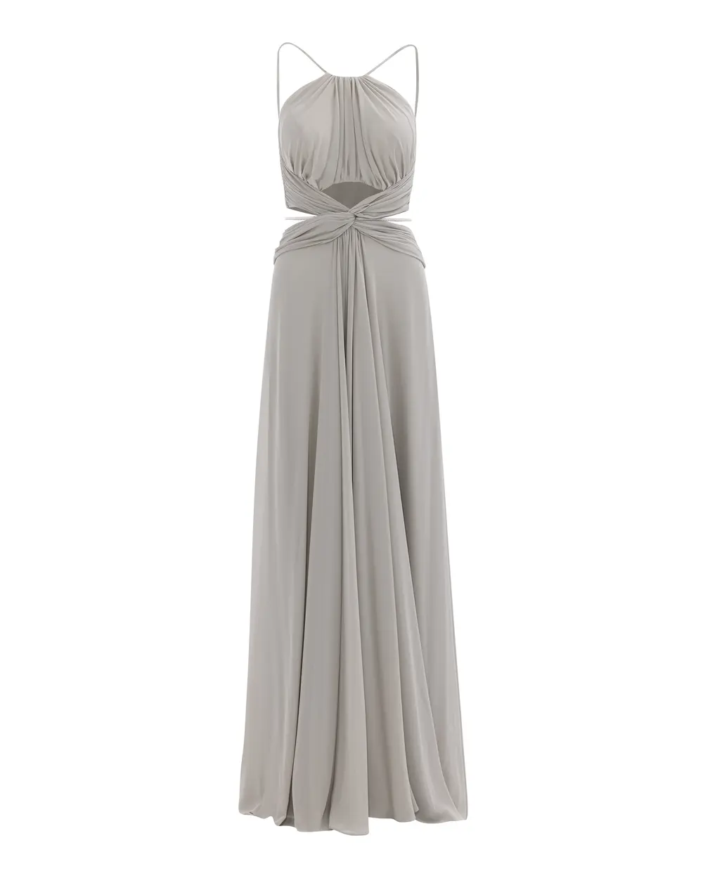 Window Detailed Stone Embroidered Chiffon Evening Dress