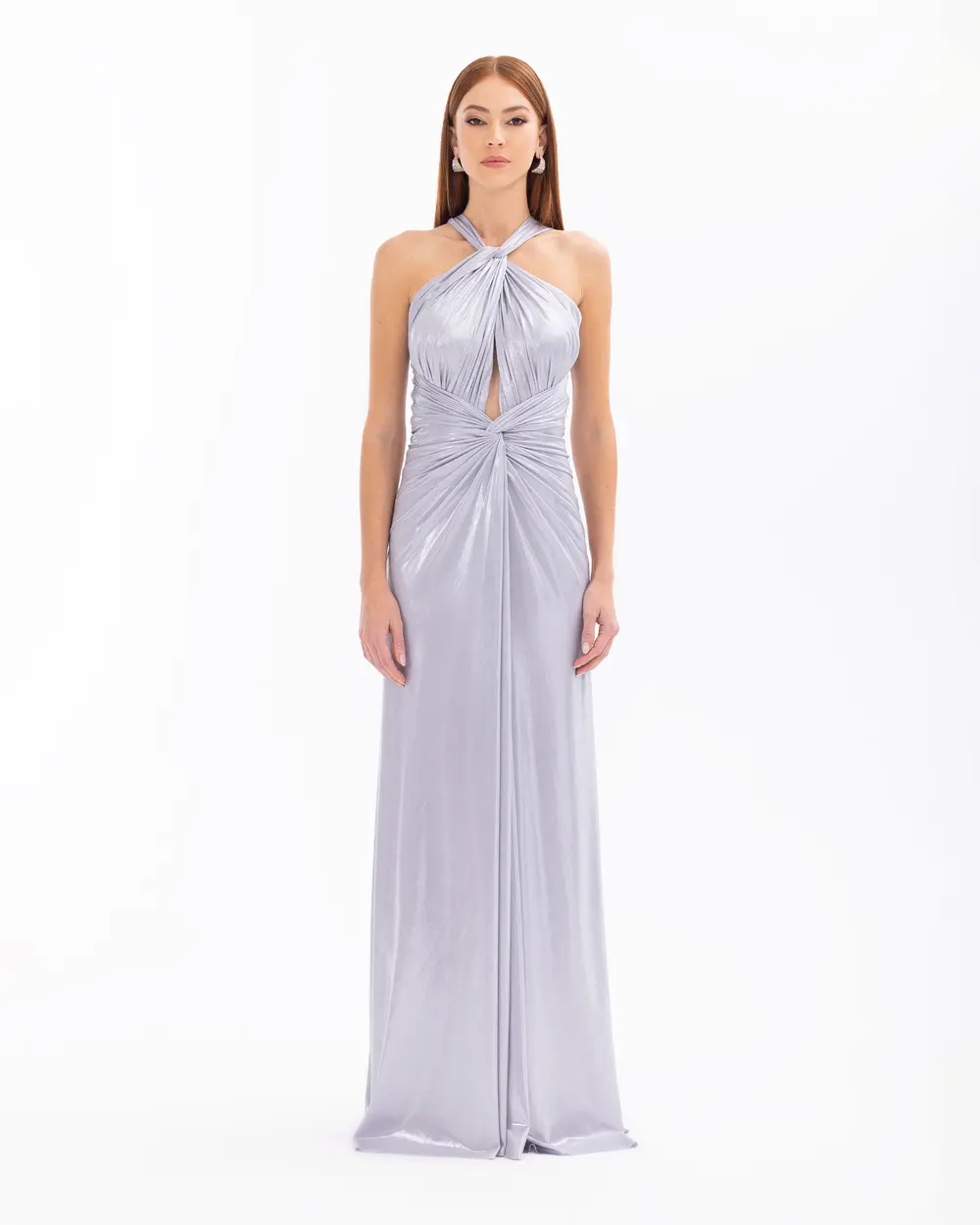 Draped Narrow Form Evening Dresses with Chest Decollete