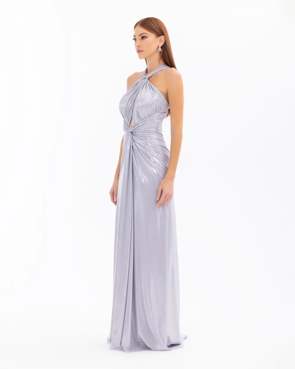 Draped Narrow Form Evening Dresses with Chest Decollete