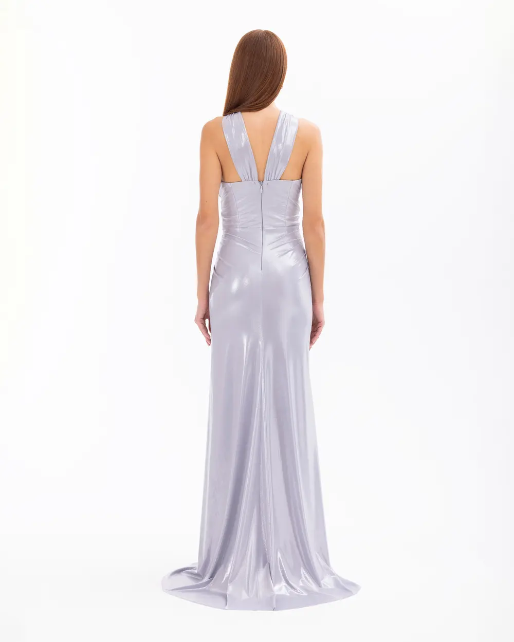 Draped Narrow Form Evening Dresses with Chest Decollete