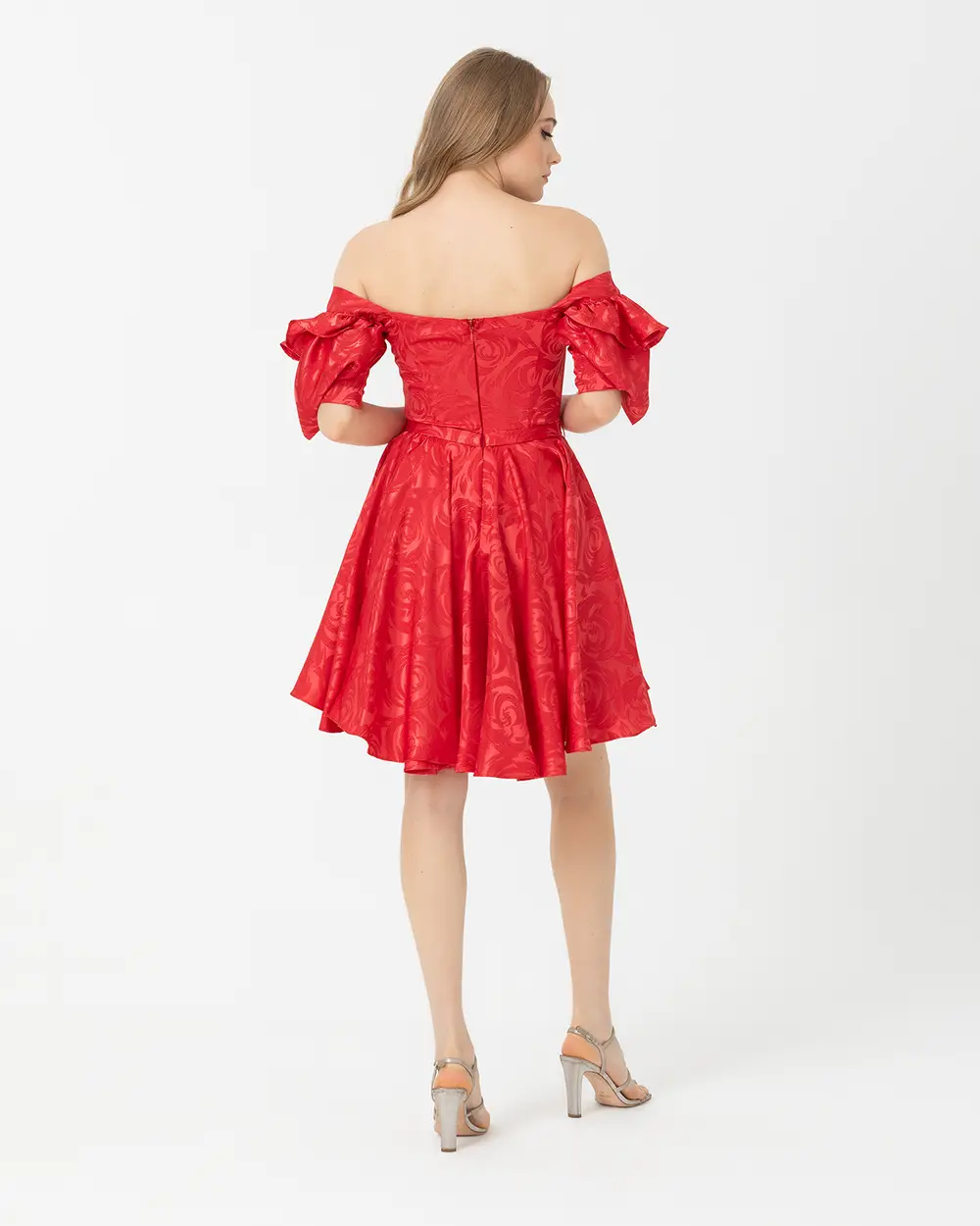 Kemerli Kare Yaka Jakar Abiye