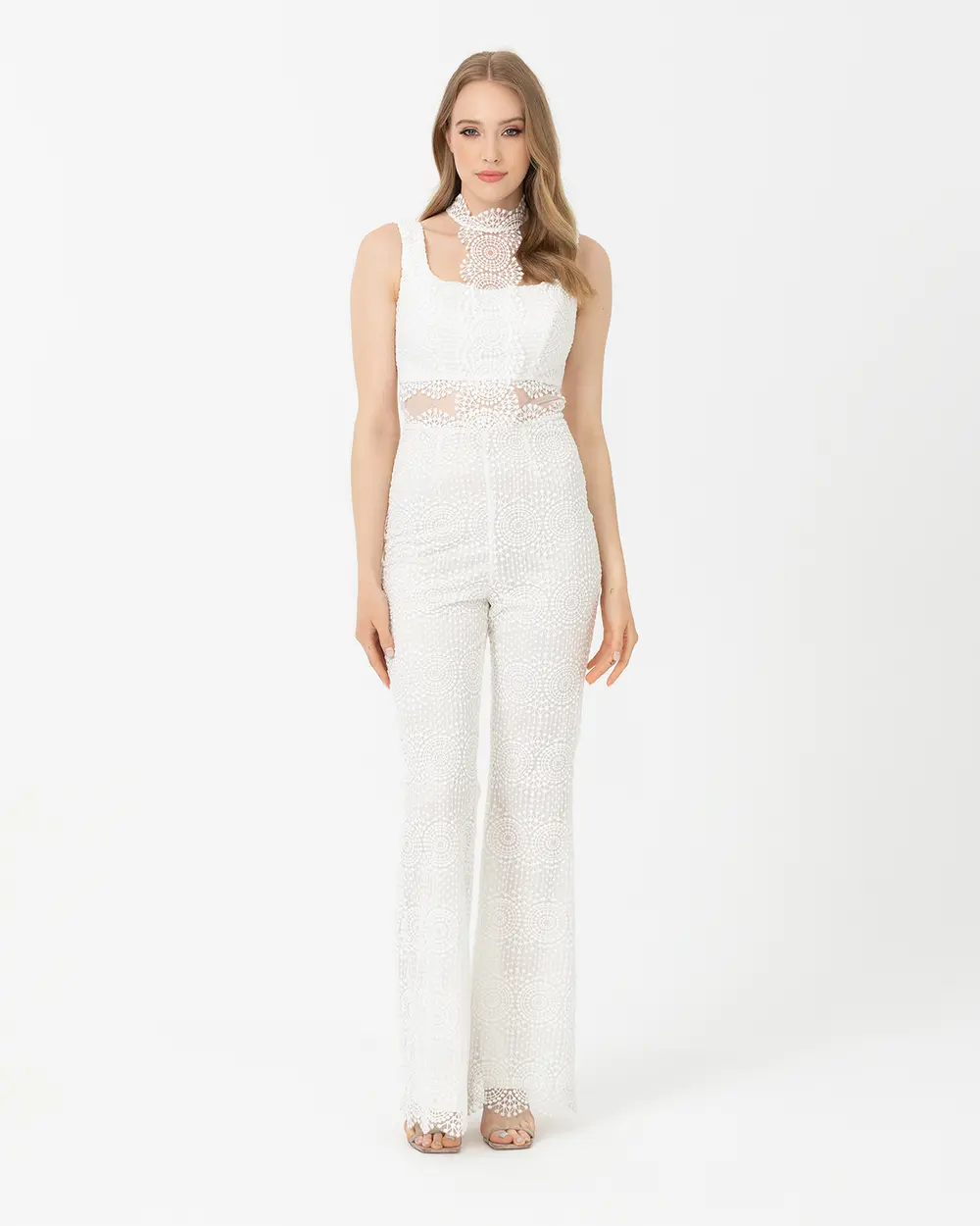 Round Neck Lace Evening Dress Jumpsuit