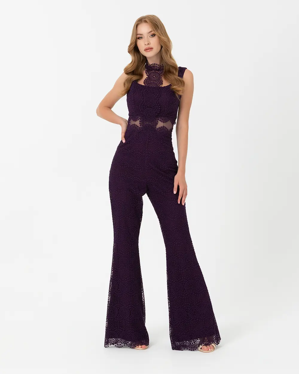 Round Neck Lace Evening Dress Jumpsuit