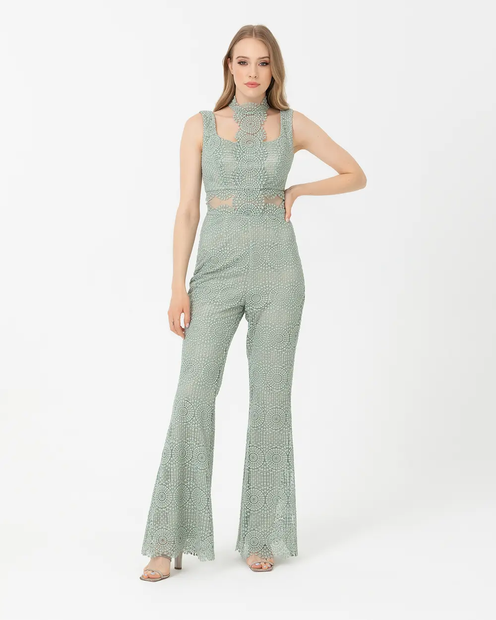 Round Neck Lace Evening Dress Jumpsuit