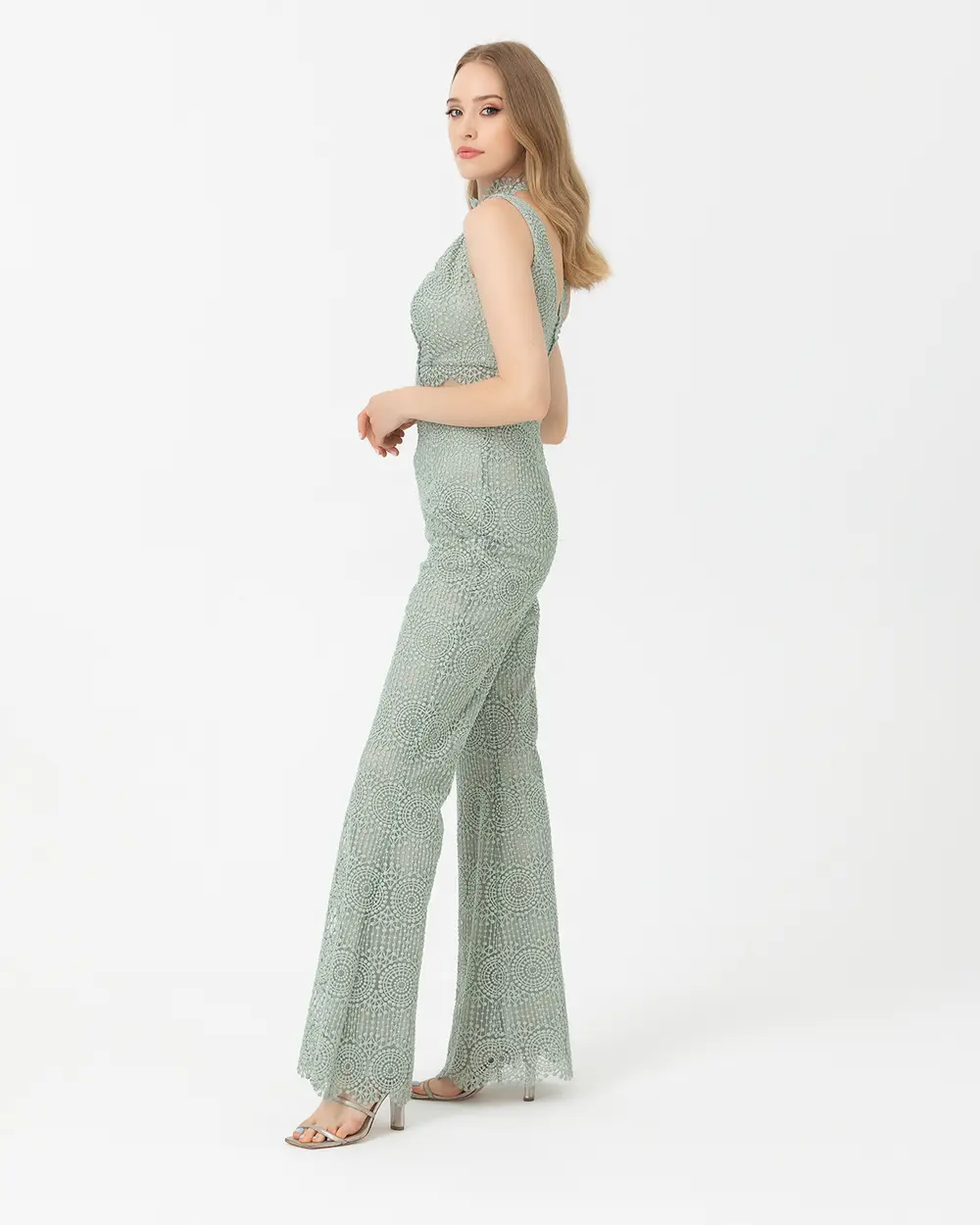 Round Neck Lace Evening Dress Jumpsuit