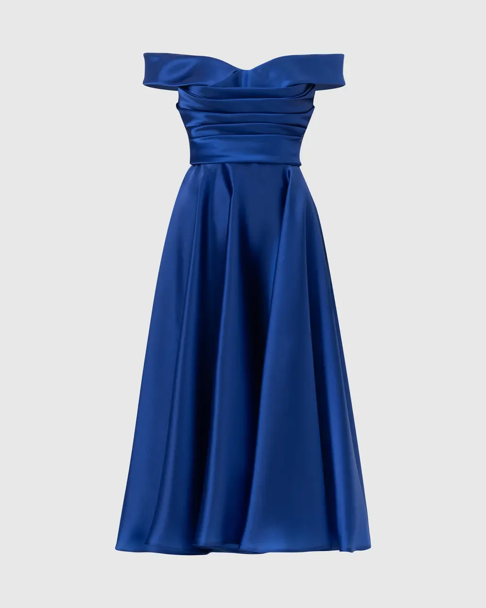 Princess Collar Draped Satin Evening Dress