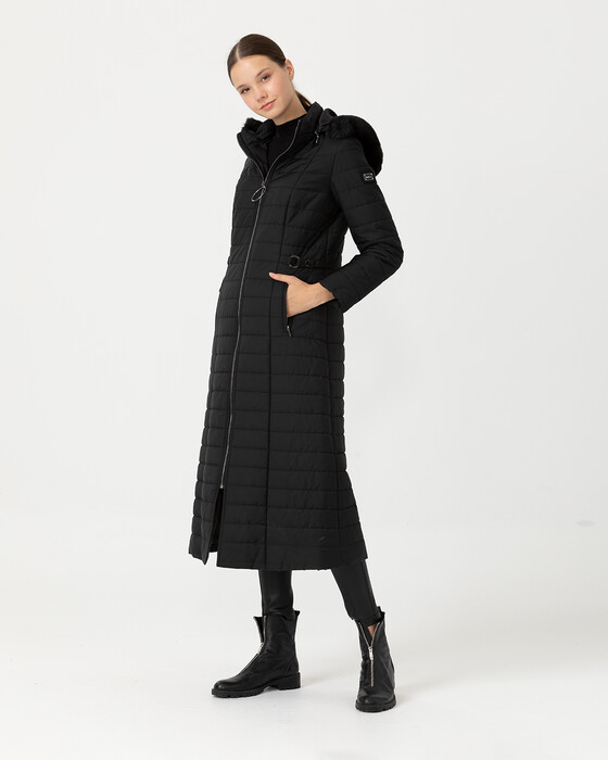 MIDI PUFFER COAT WITH HOODIE