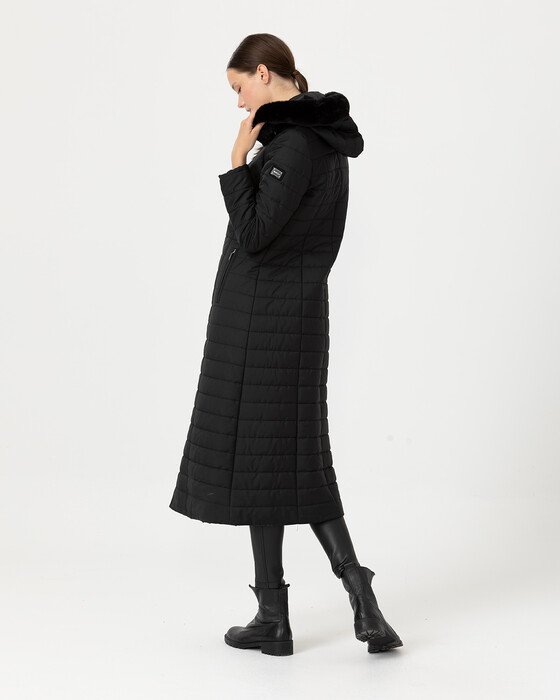 MIDI PUFFER COAT WITH HOODIE