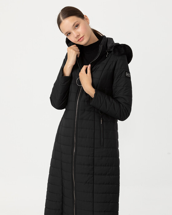 MIDI PUFFER COAT WITH HOODIE