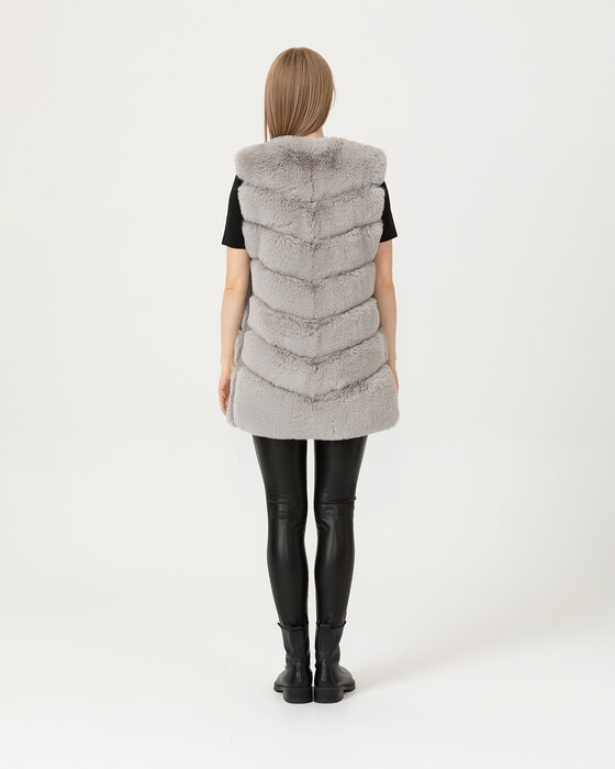 ZIPPER FAUX FUR VEST
