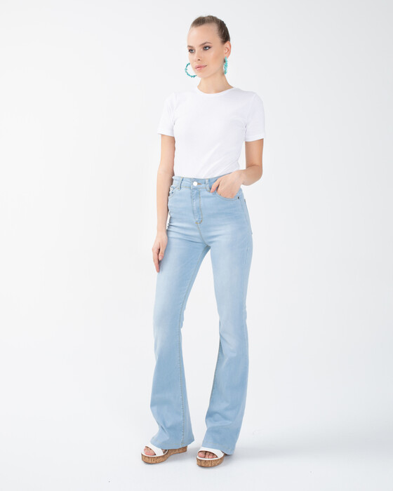 Bol Paça Yüksek Bel Denim Pantolon