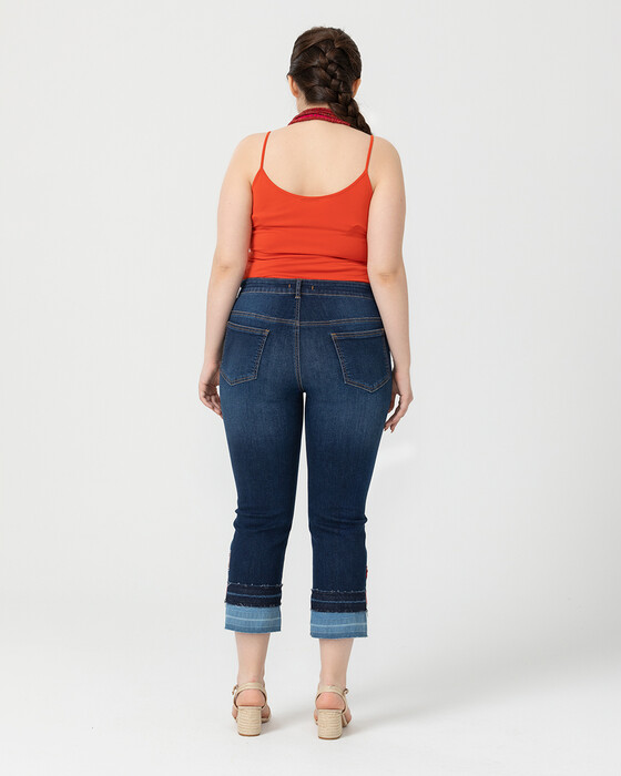 PLUS SIZE DENIM PANTS WITH TROTTER DETAIL