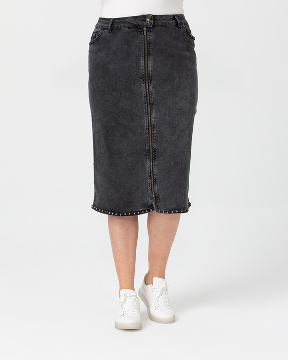 Plus size denim skirt zipper best sale