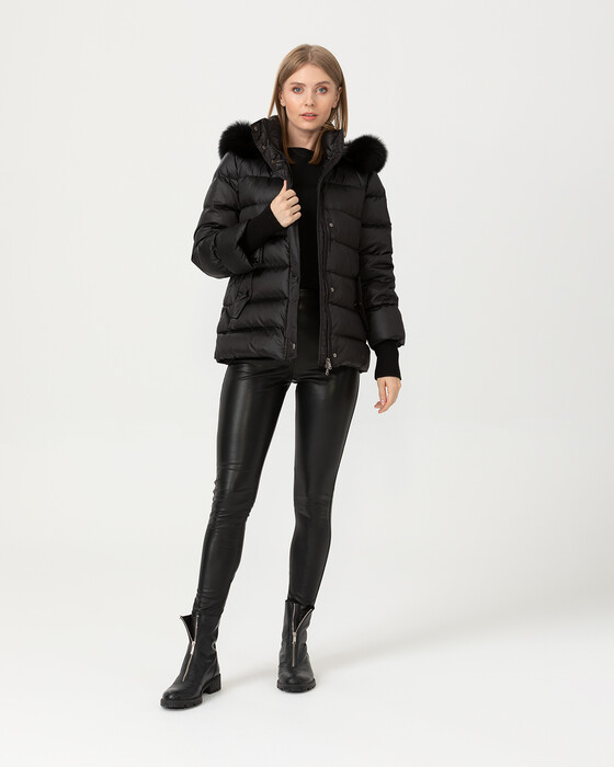 Kısa Boy Gerçek Kürklü Kuş Tüyü Kaban