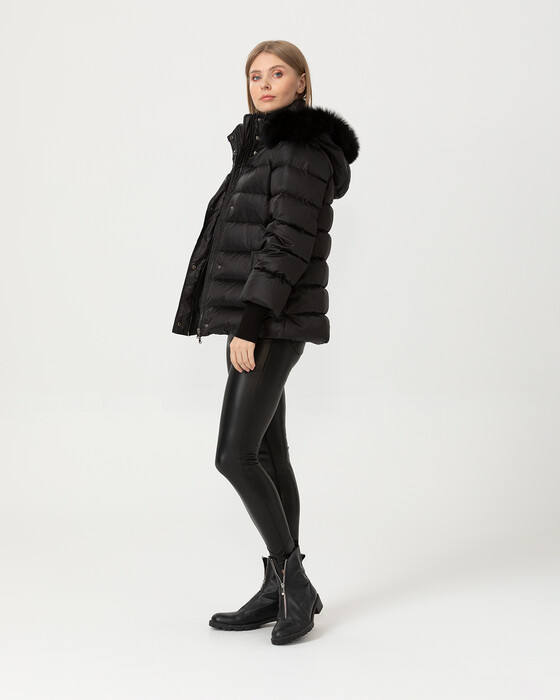 Kısa Boy Gerçek Kürklü Kuş Tüyü Kaban