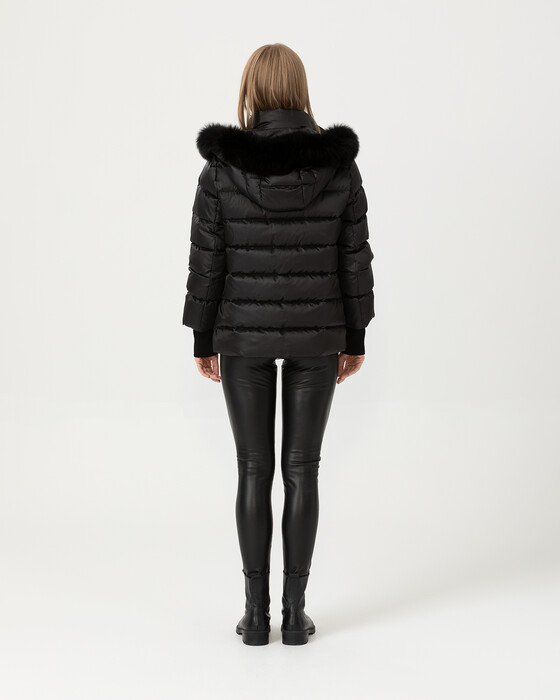 Kısa Boy Gerçek Kürklü Kuş Tüyü Kaban