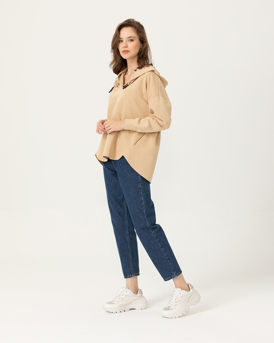 Kapüşonlu Salaş Kesim Sweatshirt
