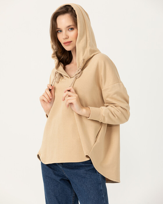 Kapüşonlu Salaş Kesim Sweatshirt