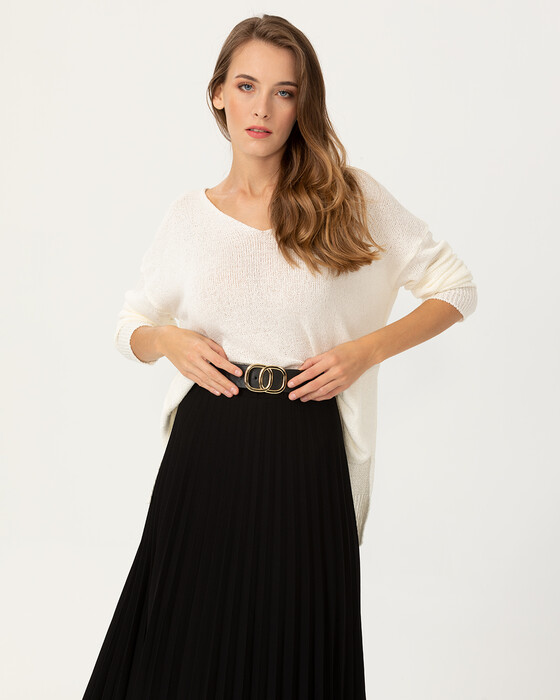 V Yakalı Triko Bluz