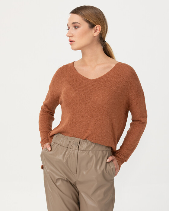 V Yakalı Triko Bluz