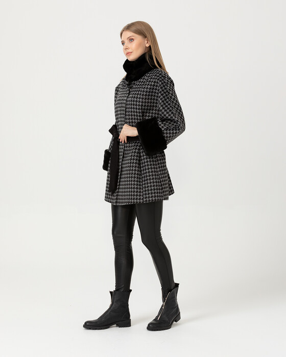 HOUNDSTOOTH CHECK PATTERNED COAT
