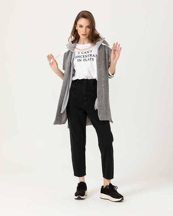 Sweat Detaylı Kapüşonlu Kaban