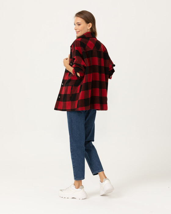 Kare Desenli Kalın Ceket