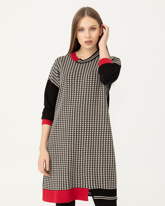 Kazayağı Desenli Triko Tunik