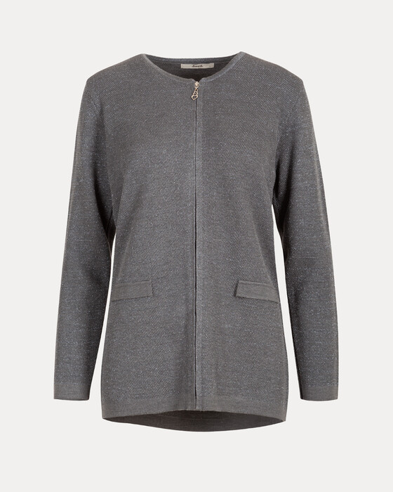 PLUS SIZE ZIPPER CARDIGAN