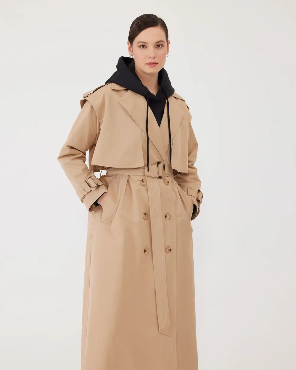 Jacket Collar Long Classic Trench Coat