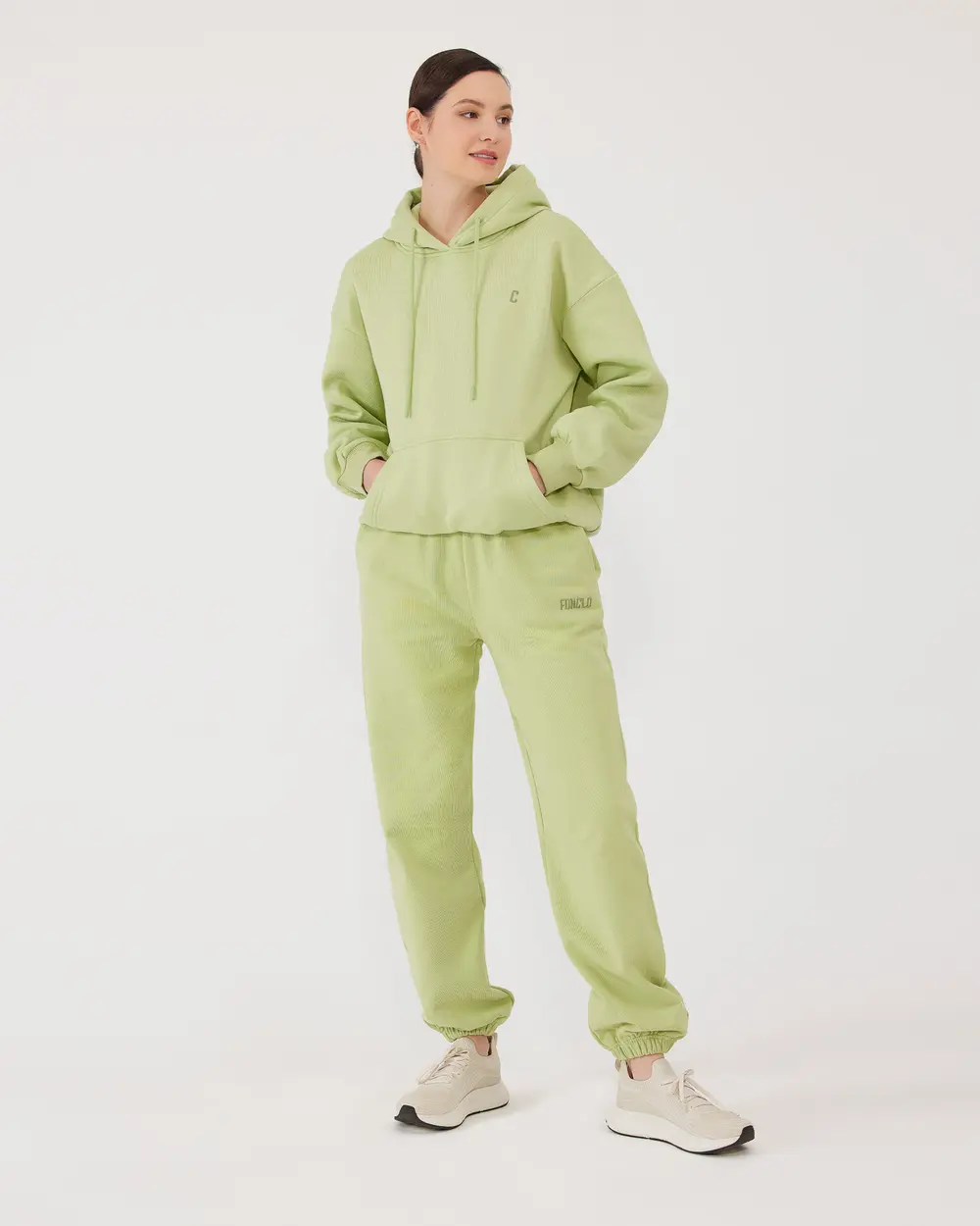 Şardonlu Oversize Kapüşonlu Sweatshirt