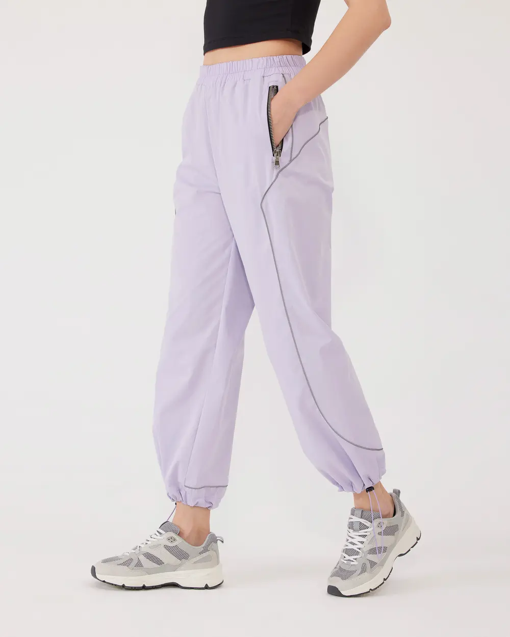 Elastic Waist Joggers with Zipper