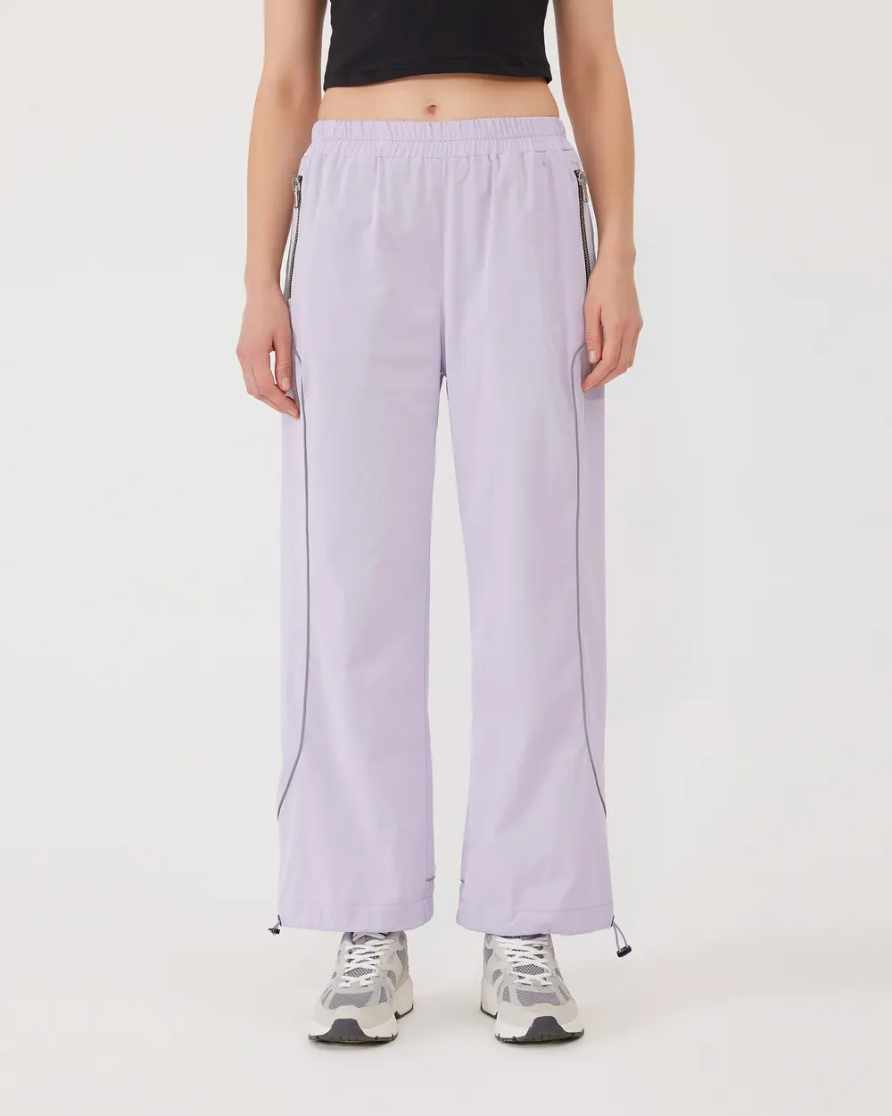 Elastic Waist Joggers with Zipper