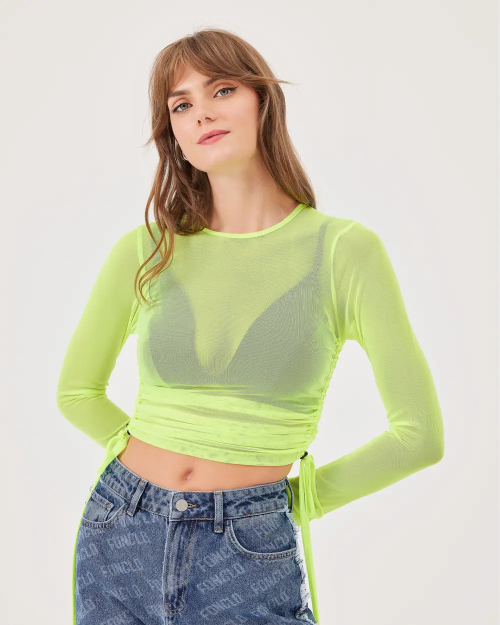 Uzun Kollu Fonksiyonel Transparan Bluz