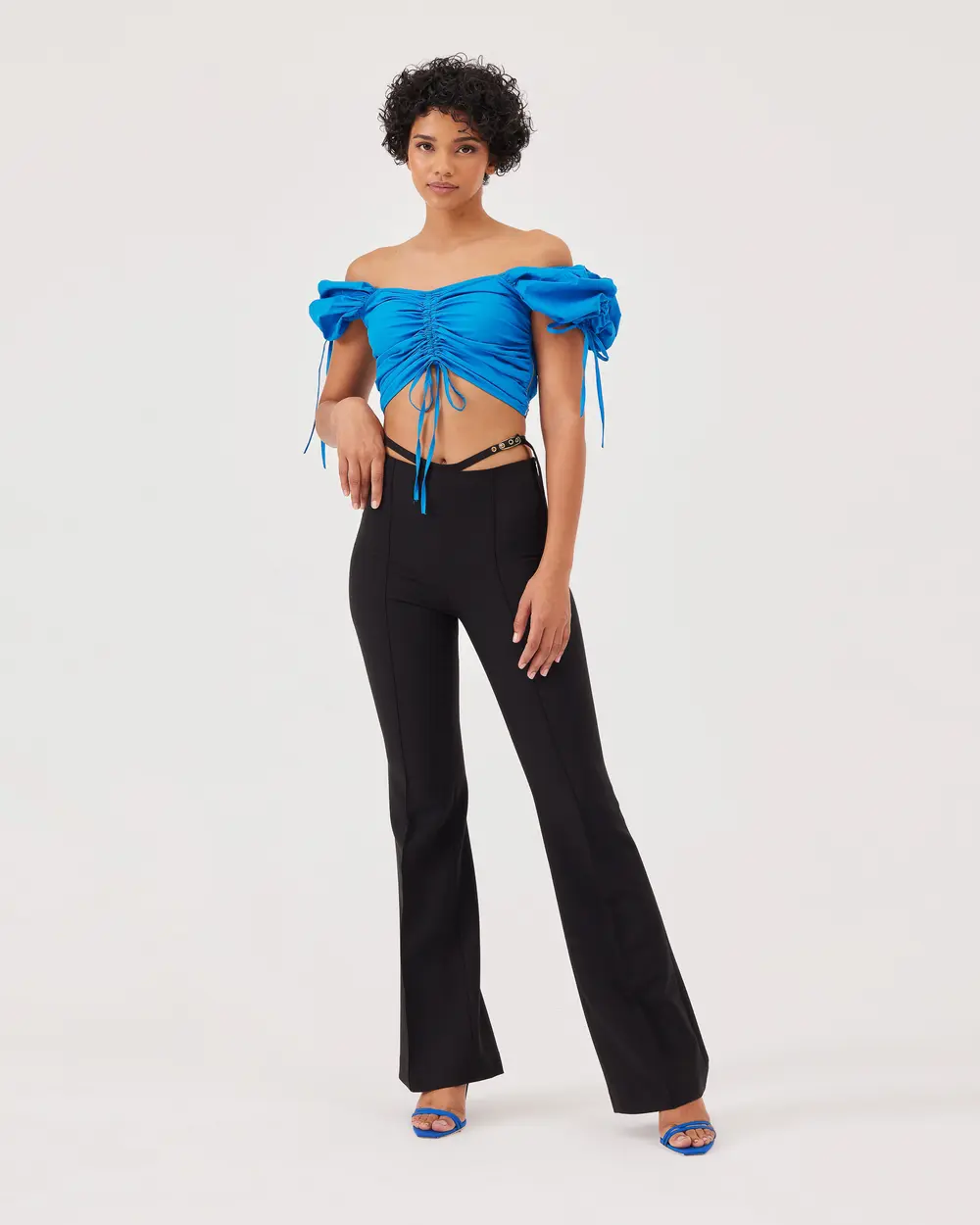 Balloon Sleeve Crop Poplin Blouse