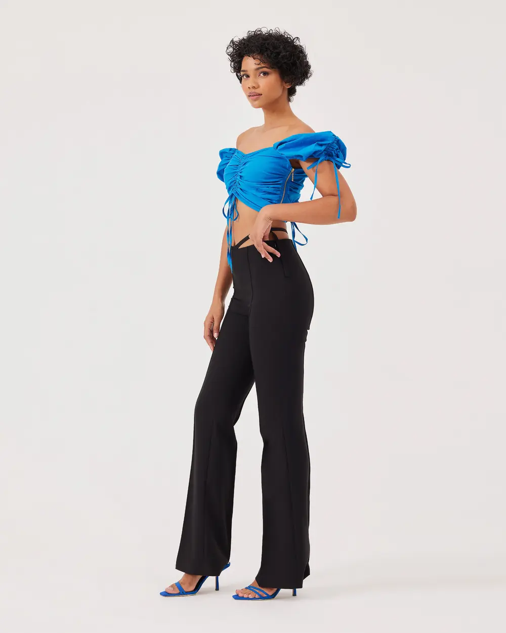 Balloon Sleeve Crop Poplin Blouse