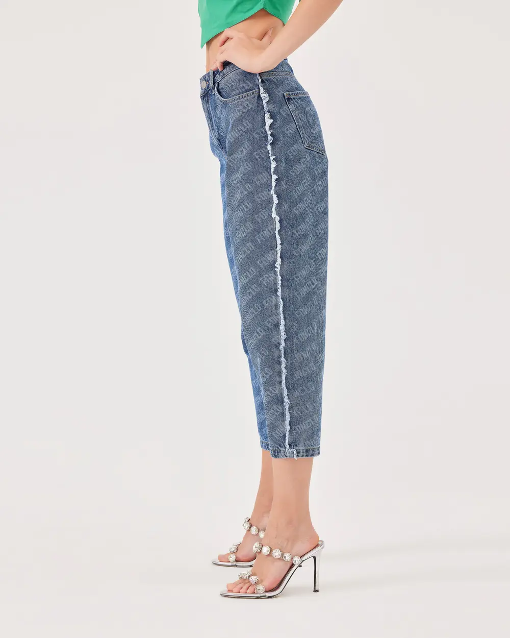 Monogram Ankle Length Mom Jeans