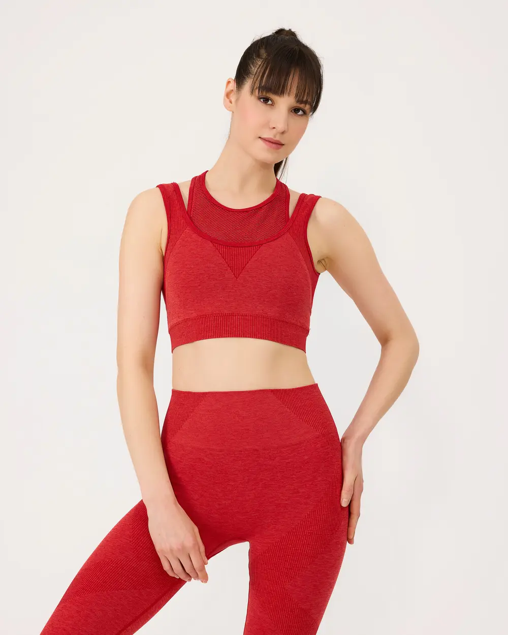 Seamless Mesh Halter Neck Sports Bra