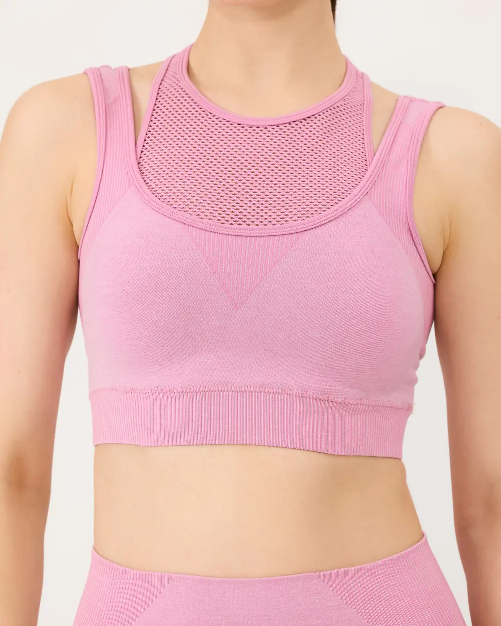 Seamless Mesh Halter Neck Sports Bra